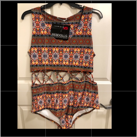 One piece cut out swim top - Picture 1 of 2